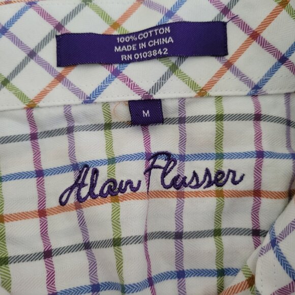 Alan Flusser Button Front Shirt Mens Size Medium Colorful Striped Long Sleeve - Picture 4 of 4